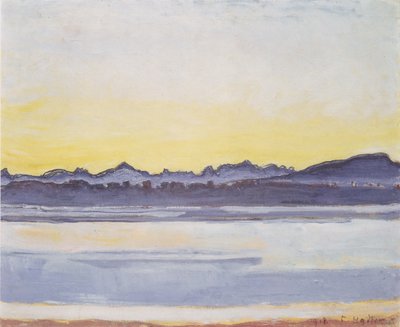 Lago de Ginebra con Mont-Blanc antes del amanecer de Ferdinand Hodler